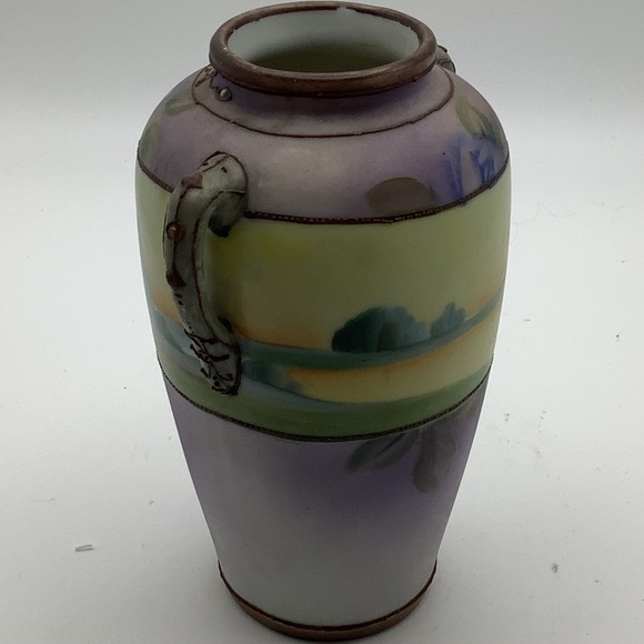 Antique Nippon 6” Hand Painted Purple Vase - Picture 8 of 13